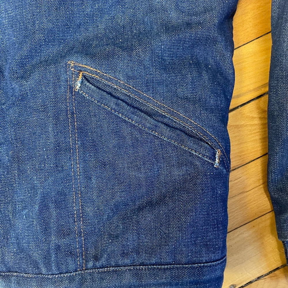 Vintage Wrangler Blue Denim Wrange Coat with White Sherpa Lining Small - Picture 5 of 8